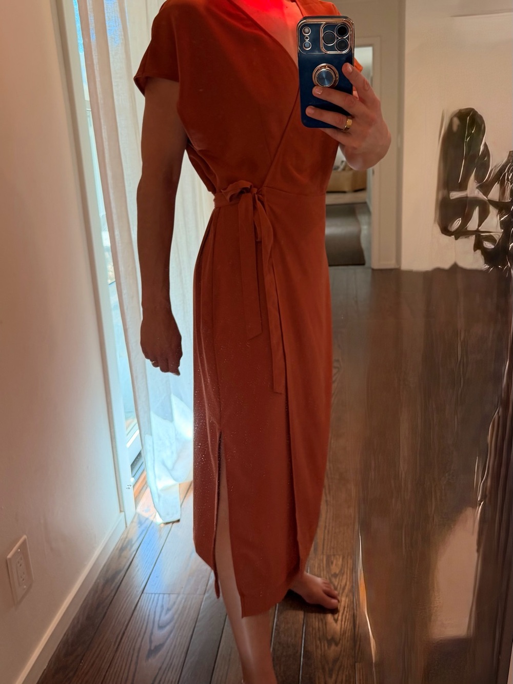 ASOS Wrap Midi Dress in Rust- medium